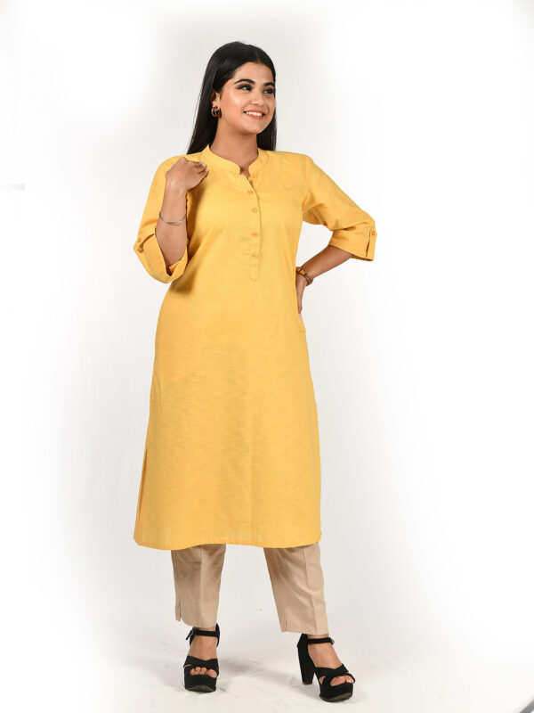 yellow long kurti