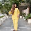 yellow linen co-ord set