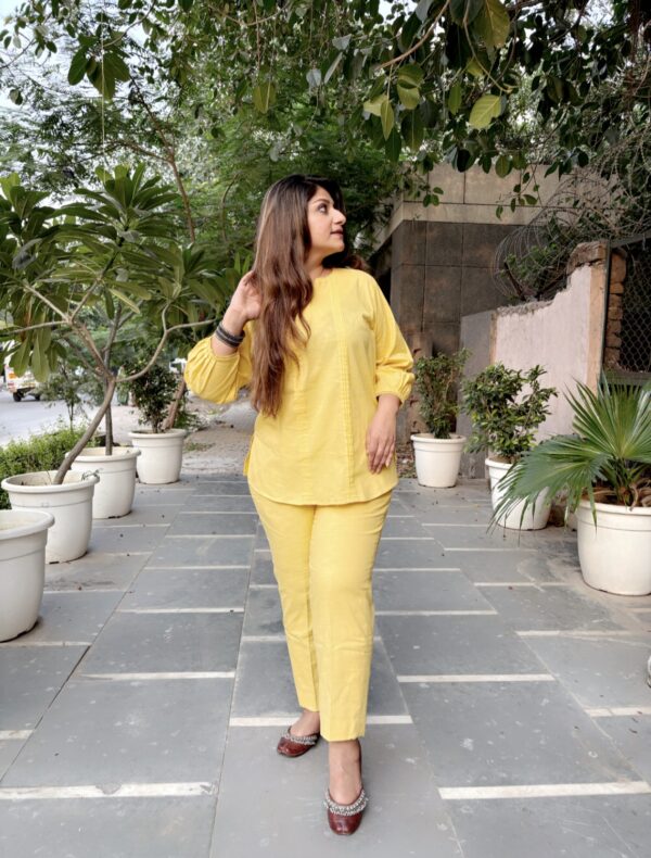 yellow linen co-ord set