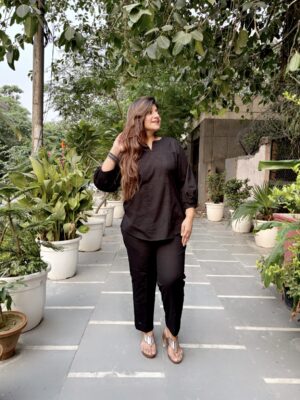Black linen Co-ord Set